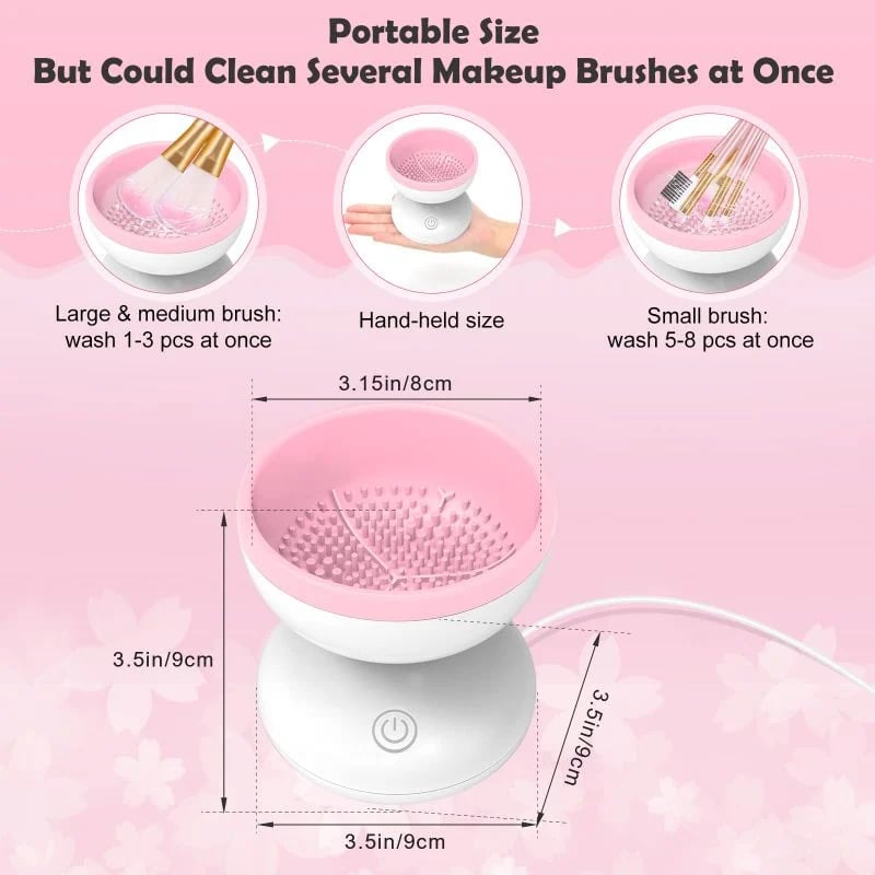 Pink Electric Makeup Brush Cleaner - Germ and Mite Removal - Instant Wash  and Use - ApolloBox